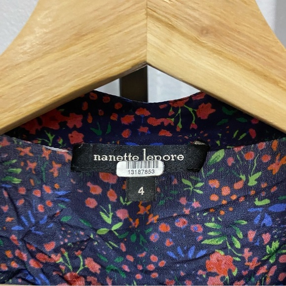 Nanette Lepore Ditzy Combo Silk Top Floral Animal Print Size 4 - Picture 4 of 8